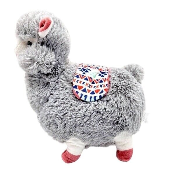 KellyToy Llama Plush Gray 13" Tall Blanket Saddle Back Pink Hooves Stand Alpaca - Picture 4 of 11
